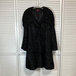 Gallery Vintage Flocked Black Velvet Old Hollywood Glam Coat Women L